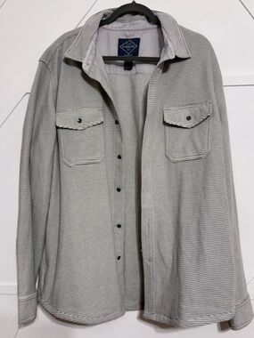 St. John's Bay Men's Light Gray Striped Shirt Jacket